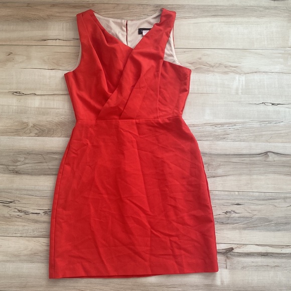 Teeze Me Juniors Size 7 Red/Orange mini Dress. So pretty. Cross Front. Sleeveles - Picture 7 of 12